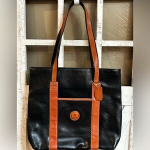 Andantini Italian Leather Black Brown Tote